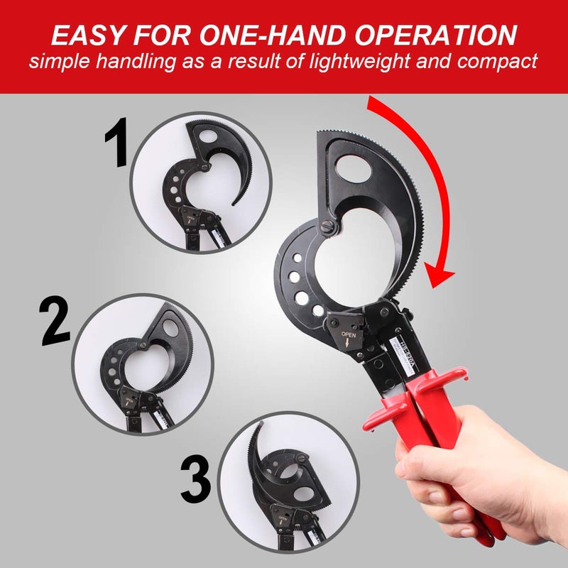LUBAN Ratchet Cable Cutter, Heavy Duty Wire Cutter for Aluminum Copper Cable up to 400mmÂ², Ratcheting Wire Cutting Hand Tool - Image 5